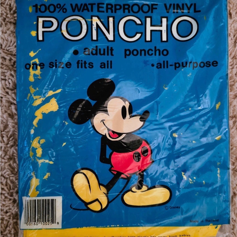 Vintage Disney Mickey Mouse Blue and Yellow Vinyl Poncho